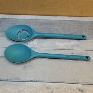 Curtis Stone Teal Silicone Serving Spoons - Set of 2